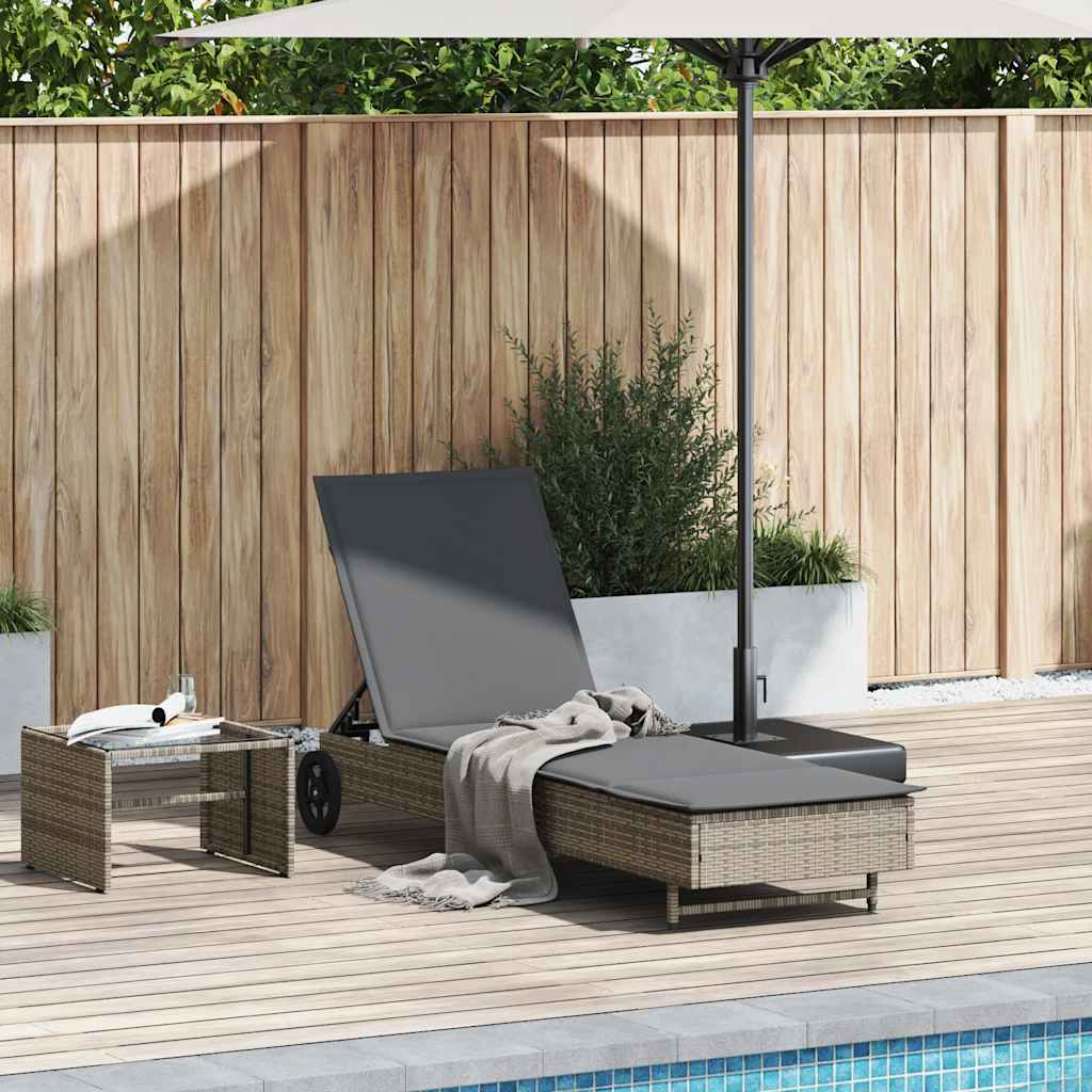 Ligbed met wielen en kussen poly rattan grijs is nu te koop bij PeponiXL, paradijselijk wonen!