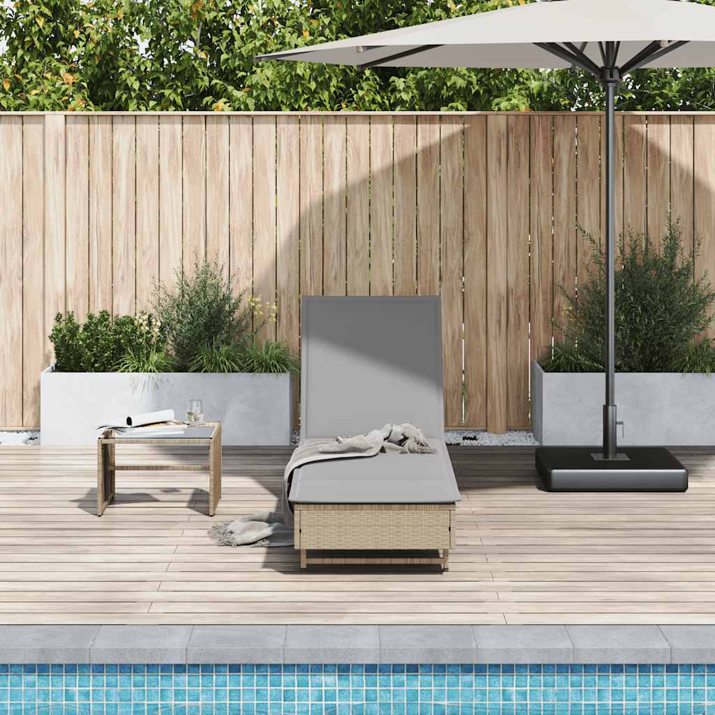 Ligbed met wielen en kussen poly rattan beige is nu te koop bij PeponiXL, paradijselijk wonen!