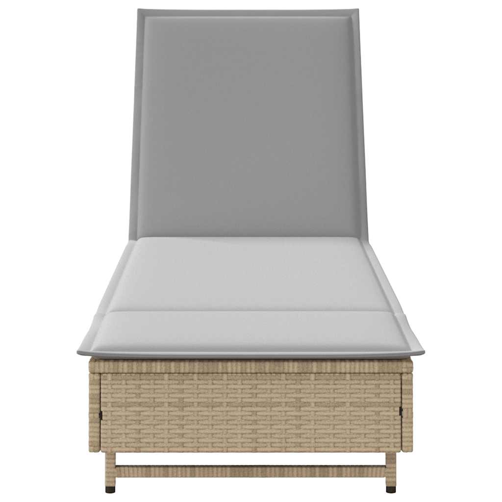 Ligbed met wielen en kussen poly rattan beige is nu te koop bij PeponiXL, paradijselijk wonen!