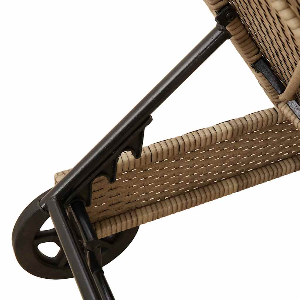 Ligbed met wielen en kussen poly rattan beige is nu te koop bij PeponiXL, paradijselijk wonen!