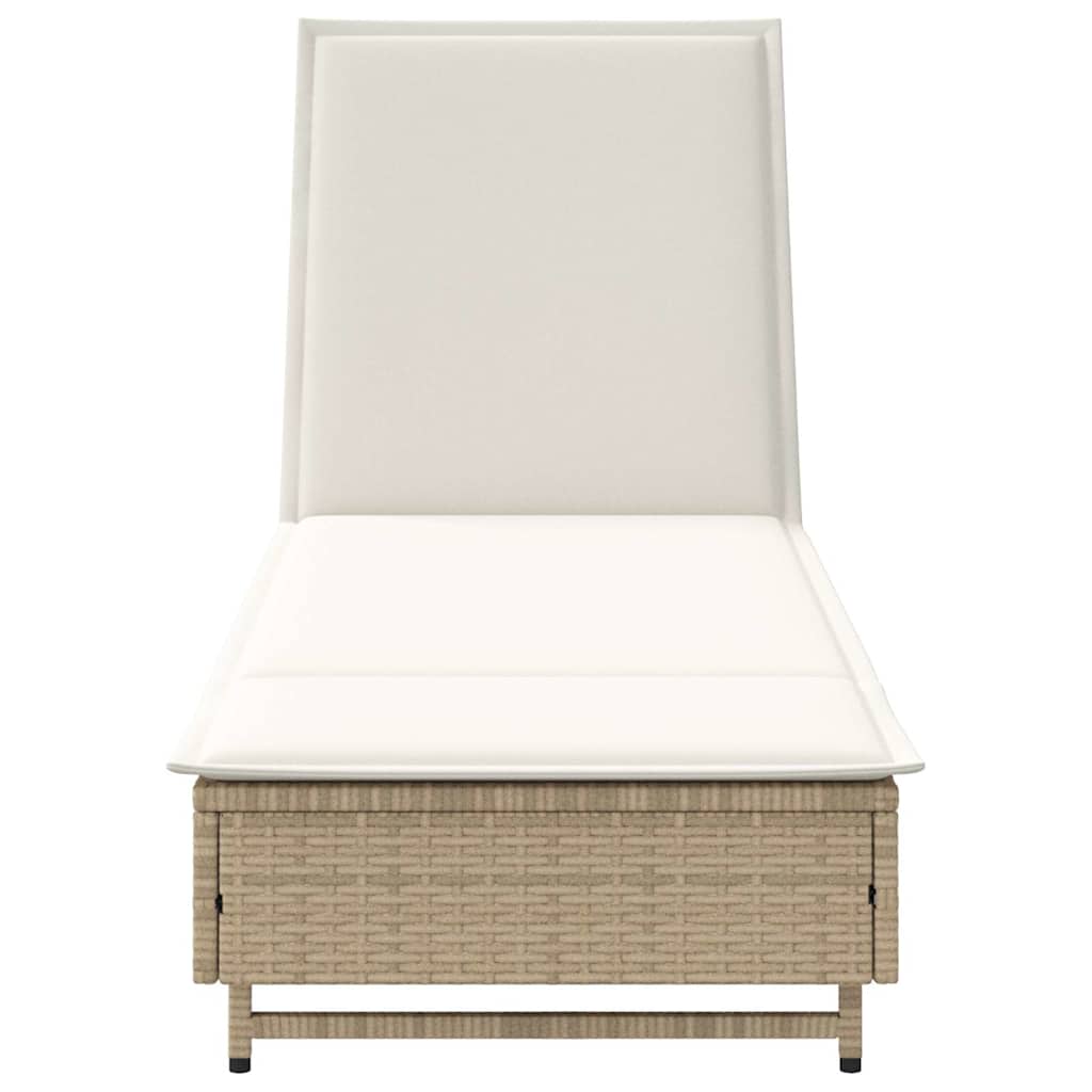 Ligbed met wielen en kussen poly rattan beige is nu te koop bij PeponiXL, paradijselijk wonen!