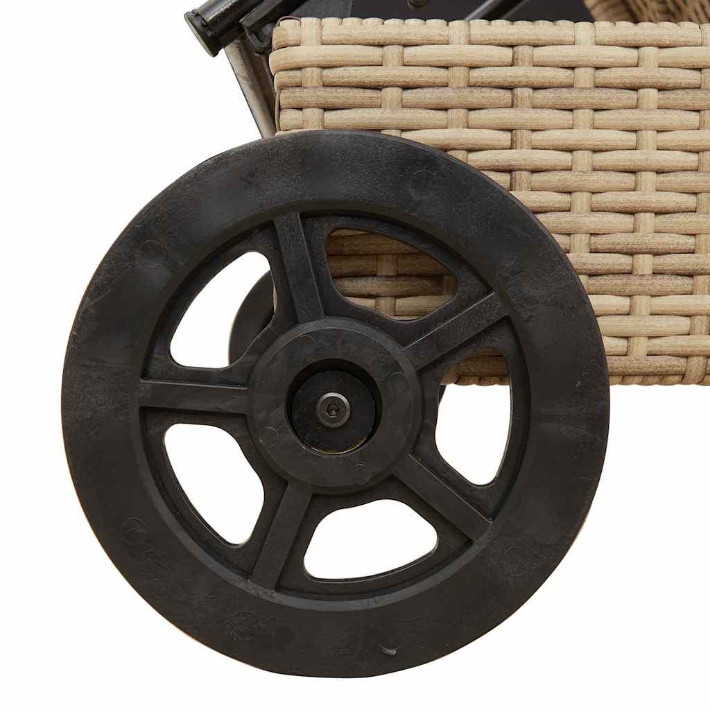 Ligbed met wielen en kussen poly rattan beige is nu te koop bij PeponiXL, paradijselijk wonen!