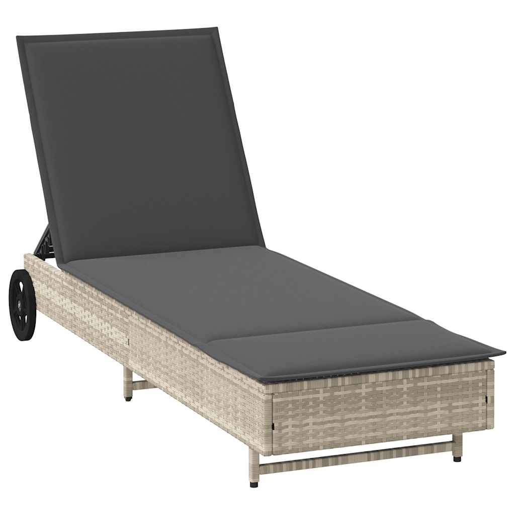 Ligbed met wielen en kussens poly rattan lichtgrijs is nu te koop bij PeponiXL, paradijselijk wonen!