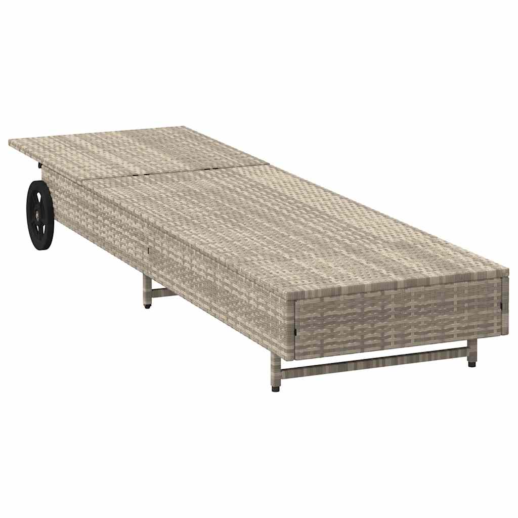 Ligbed met wielen en kussens poly rattan lichtgrijs is nu te koop bij PeponiXL, paradijselijk wonen!