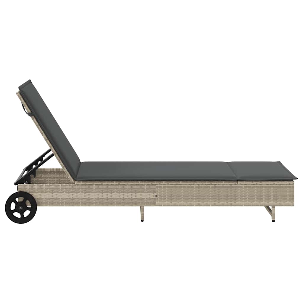 Ligbed met wielen en kussens poly rattan lichtgrijs is nu te koop bij PeponiXL, paradijselijk wonen!