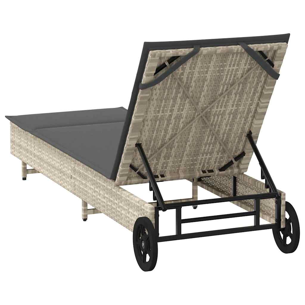 Ligbed met wielen en kussens poly rattan lichtgrijs is nu te koop bij PeponiXL, paradijselijk wonen!