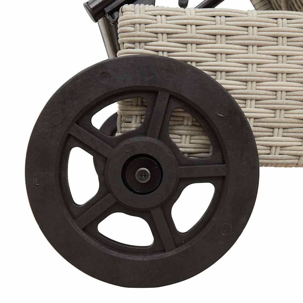 Ligbed met wielen en kussens poly rattan lichtgrijs is nu te koop bij PeponiXL, paradijselijk wonen!