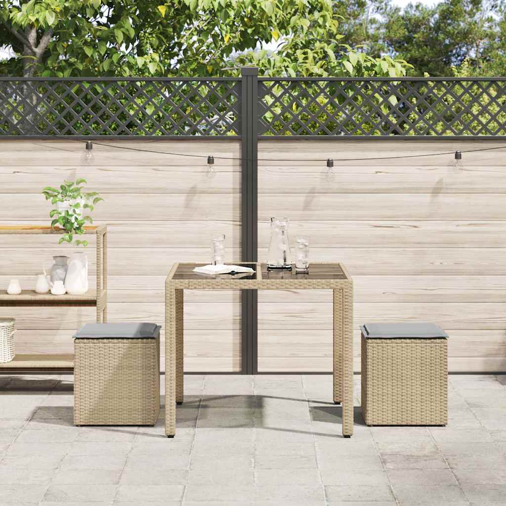 Tuinkrukken met kussens 2 st 40x40x43 cm poly rattan beige is nu te koop bij PeponiXL, paradijselijk wonen!