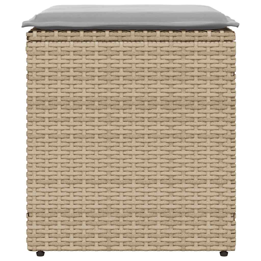 Tuinkrukken met kussens 2 st 40x40x43 cm poly rattan beige is nu te koop bij PeponiXL, paradijselijk wonen!