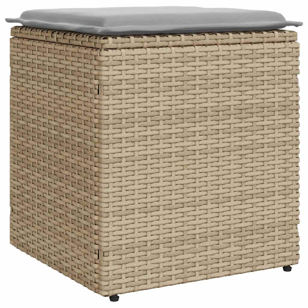 Tuinkrukken met kussens 2 st 40x40x43 cm poly rattan beige is nu te koop bij PeponiXL, paradijselijk wonen!