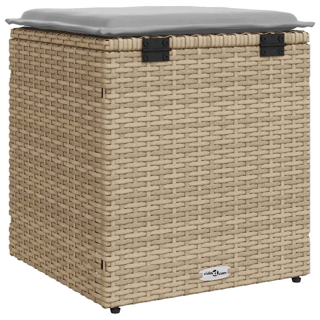 Tuinkrukken met kussens 2 st 40x40x43 cm poly rattan beige is nu te koop bij PeponiXL, paradijselijk wonen!
