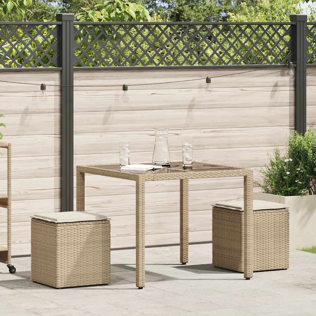 Tuinkrukken met kussens 2 st 40x40x43 cm poly rattan beige is nu te koop bij PeponiXL, paradijselijk wonen!