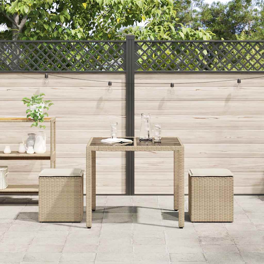 Tuinkrukken met kussens 2 st 40x40x43 cm poly rattan beige is nu te koop bij PeponiXL, paradijselijk wonen!