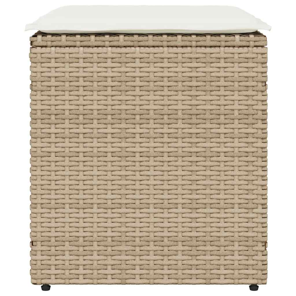 Tuinkrukken met kussens 2 st 40x40x43 cm poly rattan beige is nu te koop bij PeponiXL, paradijselijk wonen!