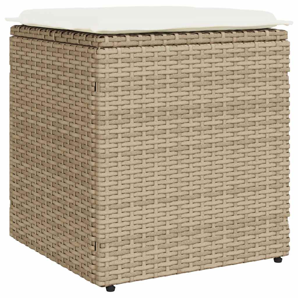 Tuinkrukken met kussens 2 st 40x40x43 cm poly rattan beige is nu te koop bij PeponiXL, paradijselijk wonen!