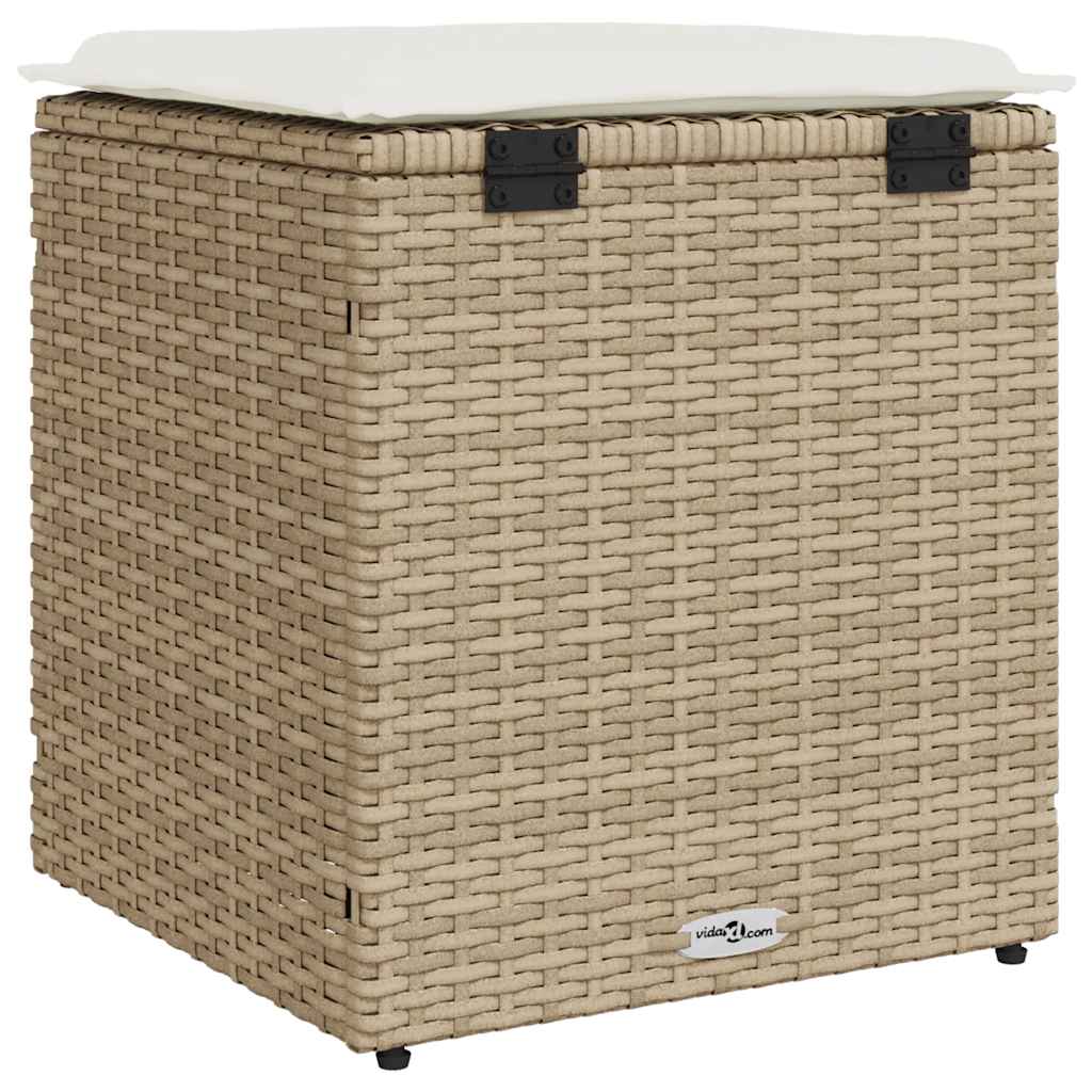Tuinkrukken met kussens 2 st 40x40x43 cm poly rattan beige is nu te koop bij PeponiXL, paradijselijk wonen!