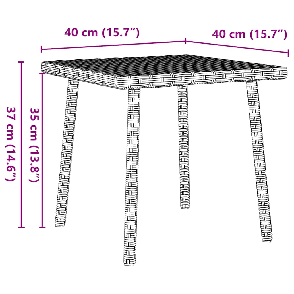 Tuin salontafel rechthoekig 40x40x37 cm poly rattan lichtgrijs is nu te koop bij PeponiXL, paradijselijk wonen!