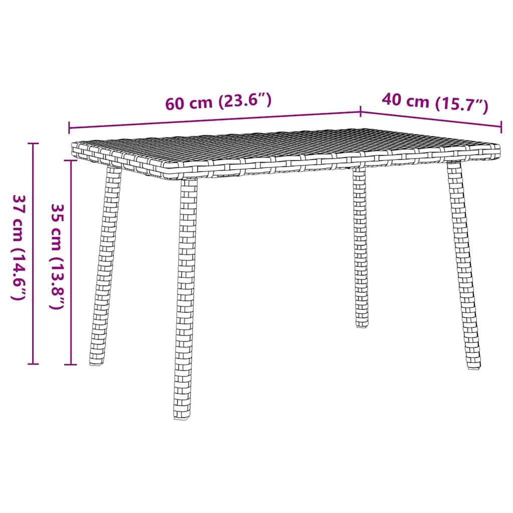 Tuin salontafel rechthoekig 60x40x37 cm poly rattan beige is nu te koop bij PeponiXL, paradijselijk wonen!