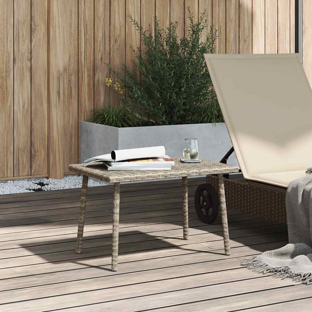 Tuin salontafel rechthoekig 60x40x37 cm poly rattan lichtgrijs is nu te koop bij PeponiXL, paradijselijk wonen!
