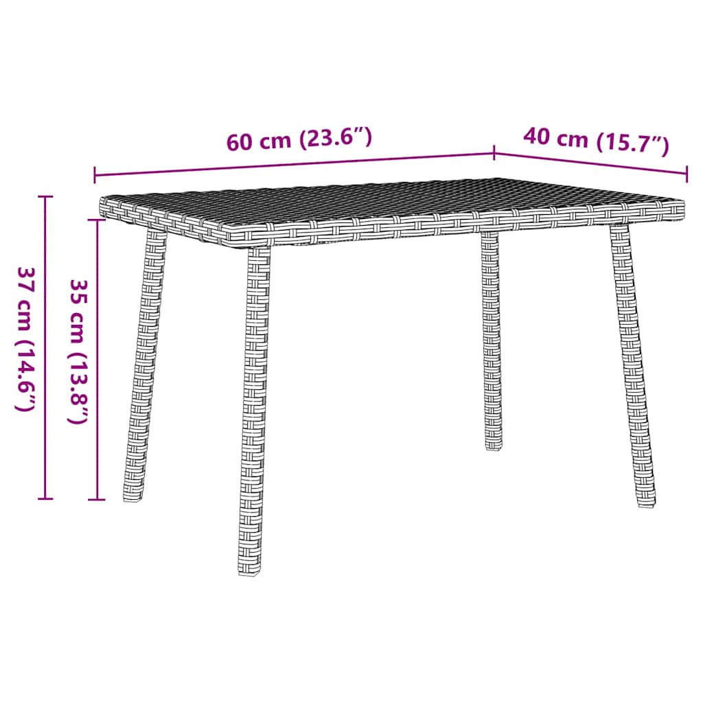 Tuin salontafel rechthoekig 60x40x37 cm poly rattan lichtgrijs is nu te koop bij PeponiXL, paradijselijk wonen!