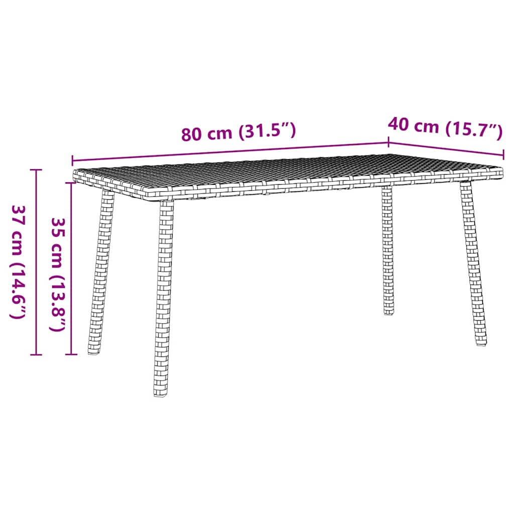 Tuin salontafel rechthoekig 80x40x37 cm poly rattan beige is nu te koop bij PeponiXL, paradijselijk wonen!