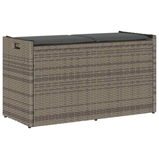 Opbergbank met kussen voor buiten 100 cm poly rattan grijs is nu te koop bij PeponiXL, paradijselijk wonen!