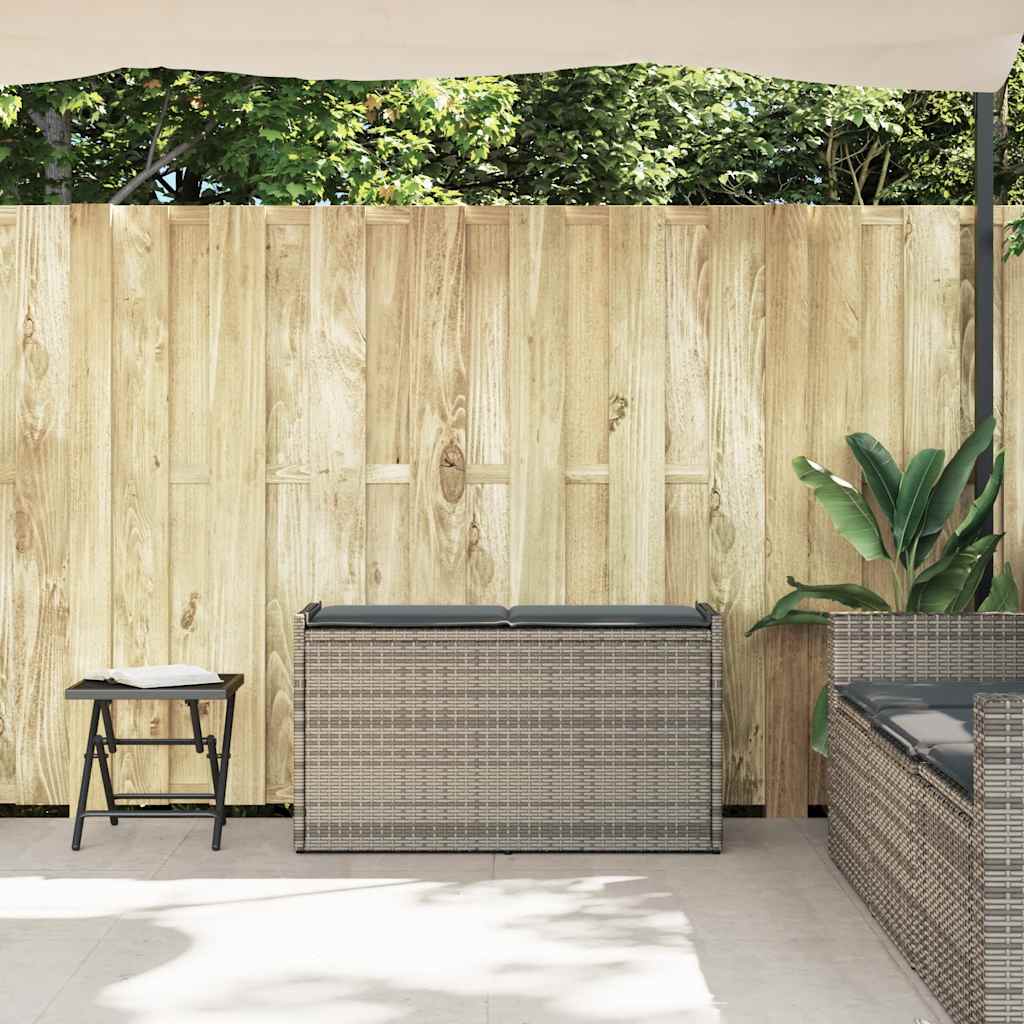 Opbergbank met kussen voor buiten 100 cm poly rattan grijs is nu te koop bij PeponiXL, paradijselijk wonen!