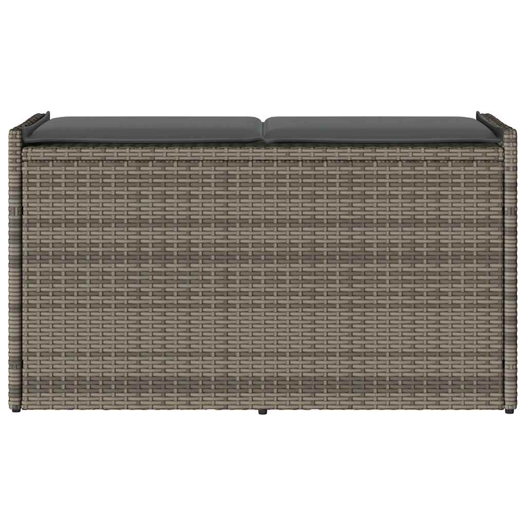 Opbergbank met kussen voor buiten 100 cm poly rattan grijs is nu te koop bij PeponiXL, paradijselijk wonen!