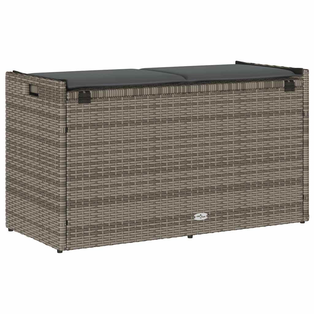 Opbergbank met kussen voor buiten 100 cm poly rattan grijs is nu te koop bij PeponiXL, paradijselijk wonen!