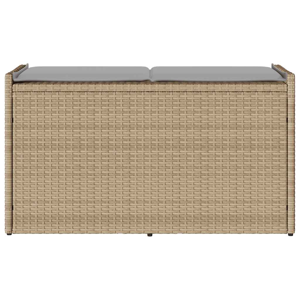 Opbergbank met kussen voor buiten 100 cm poly rattan beige is nu te koop bij PeponiXL, paradijselijk wonen!