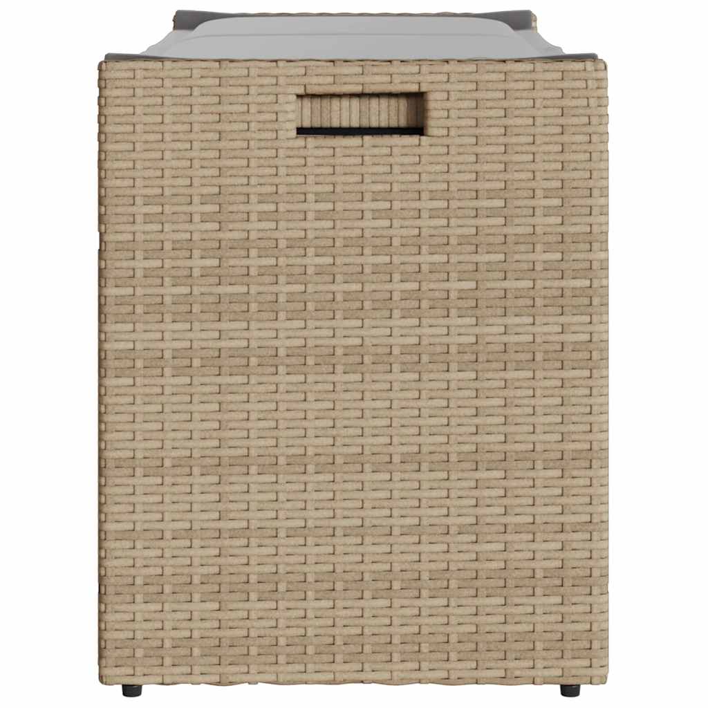 Opbergbank met kussen voor buiten 100 cm poly rattan beige is nu te koop bij PeponiXL, paradijselijk wonen!