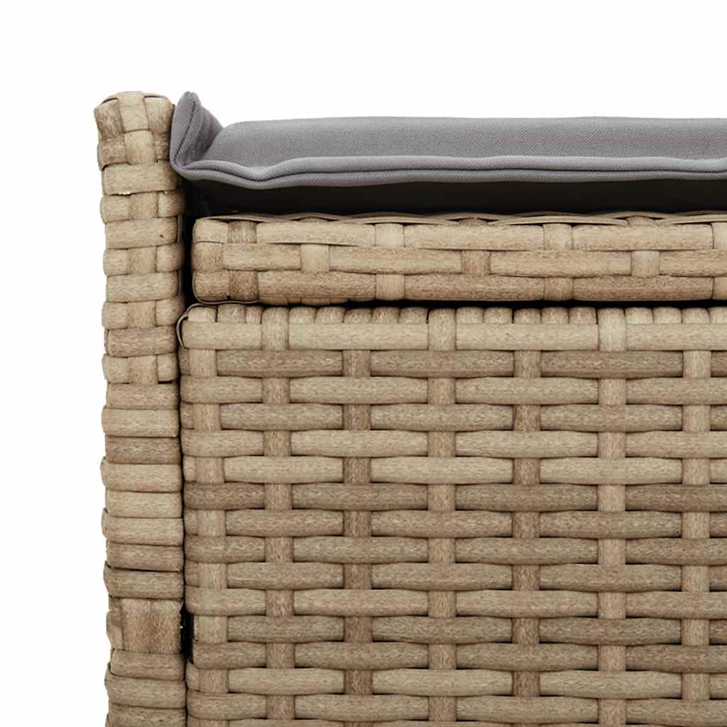 Opbergbank met kussen voor buiten 100 cm poly rattan beige is nu te koop bij PeponiXL, paradijselijk wonen!