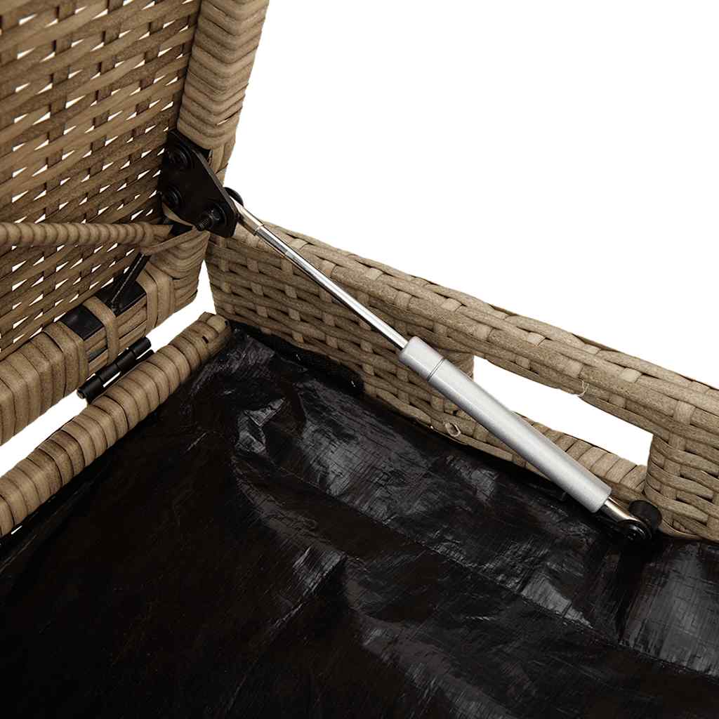 Opbergbank met kussen voor buiten 100 cm poly rattan beige is nu te koop bij PeponiXL, paradijselijk wonen!