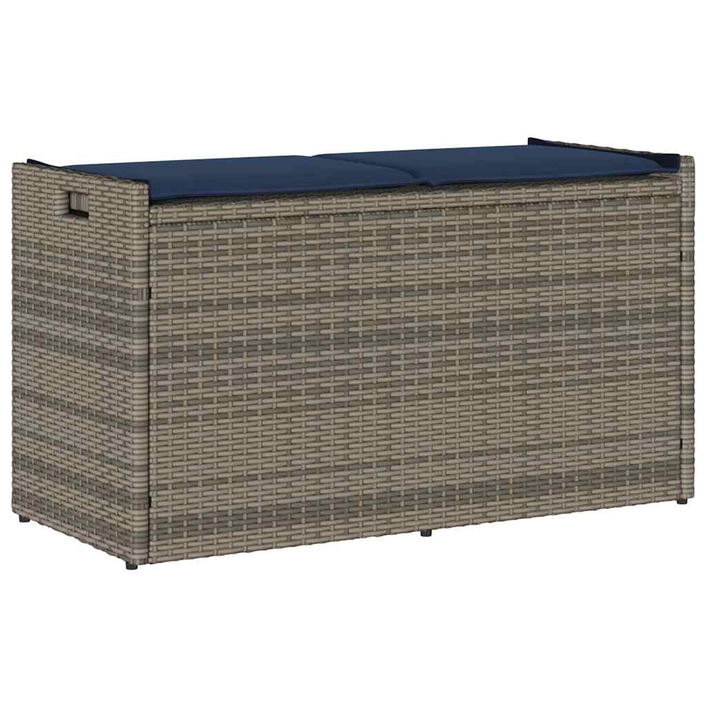 Opbergbank met kussen voor buiten 100 cm poly rattan grijs is nu te koop bij PeponiXL, paradijselijk wonen!
