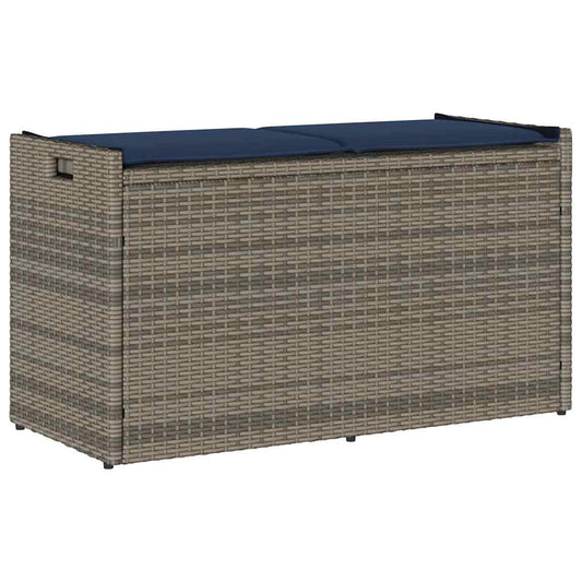 Opbergbank met kussen voor buiten 100 cm poly rattan grijs is nu te koop bij PeponiXL, paradijselijk wonen!