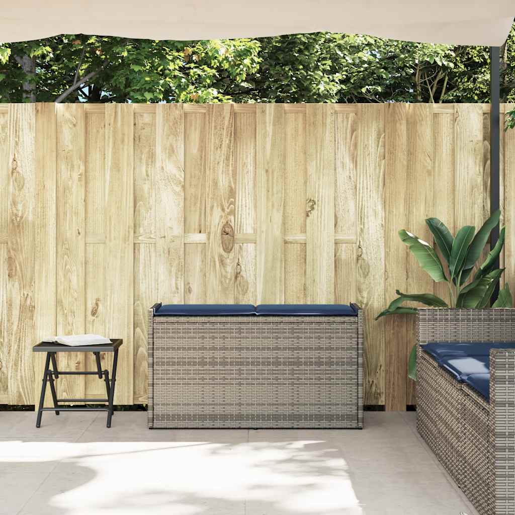 Opbergbank met kussen voor buiten 100 cm poly rattan grijs is nu te koop bij PeponiXL, paradijselijk wonen!