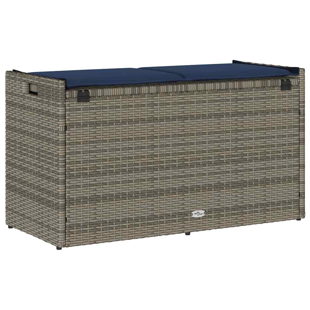Opbergbank met kussen voor buiten 100 cm poly rattan grijs is nu te koop bij PeponiXL, paradijselijk wonen!