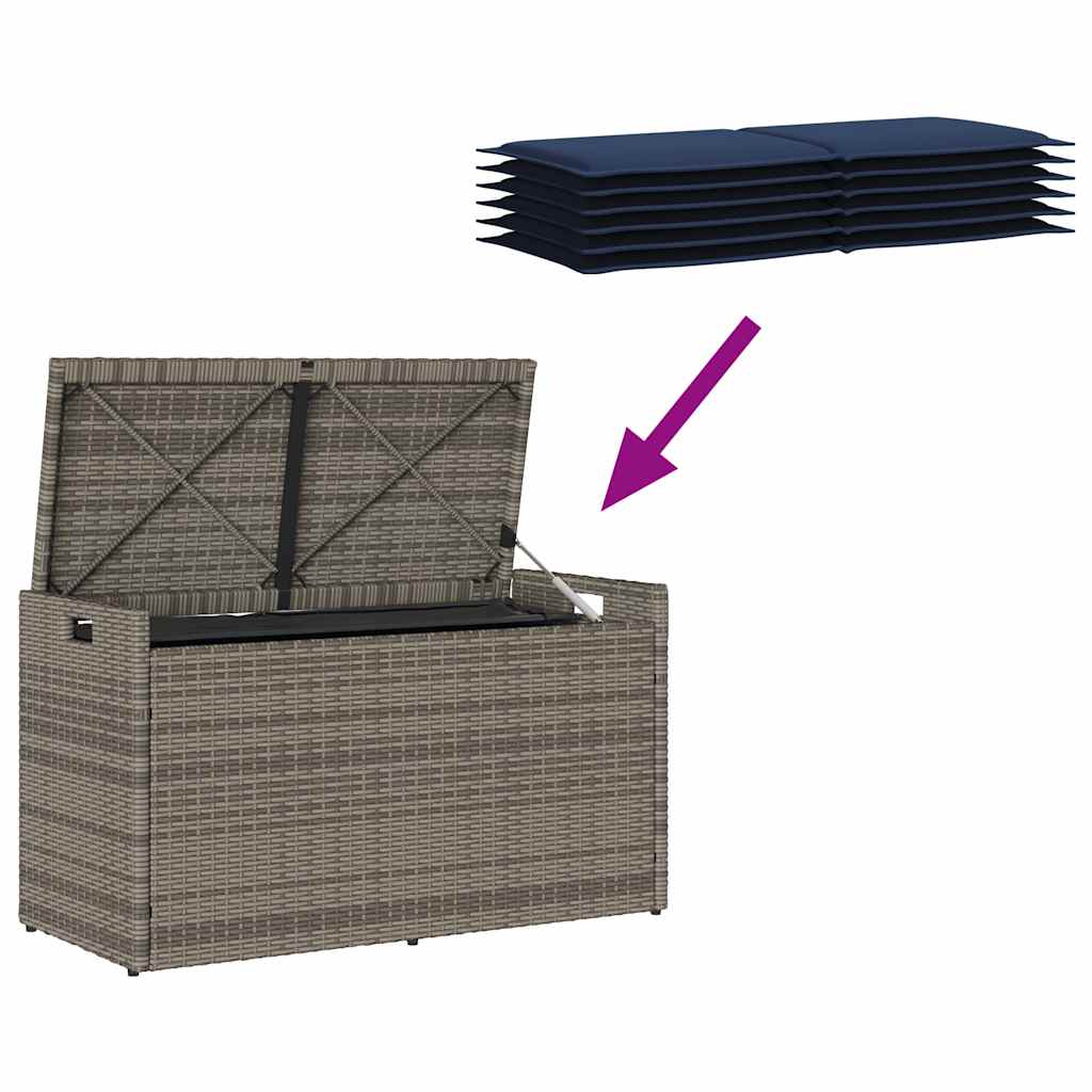 Opbergbank met kussen voor buiten 100 cm poly rattan grijs is nu te koop bij PeponiXL, paradijselijk wonen!