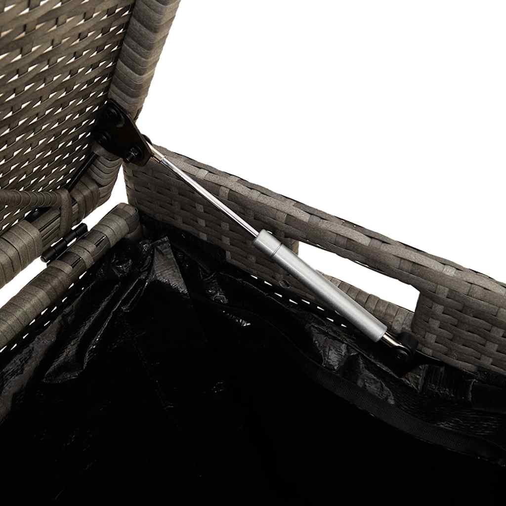 Opbergbank met kussen voor buiten 100 cm poly rattan grijs is nu te koop bij PeponiXL, paradijselijk wonen!