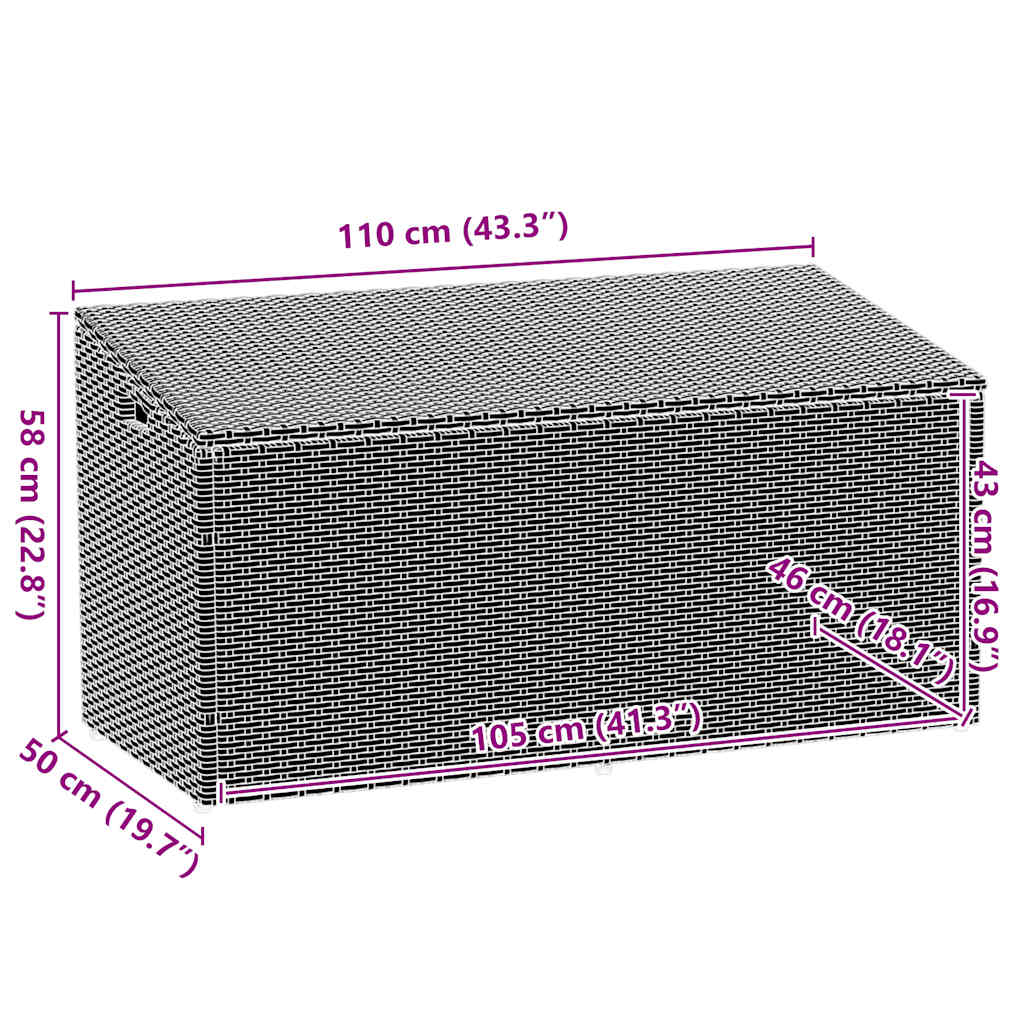 Tuinbox 110x50x58 cm poly rattan grijs is nu te koop bij PeponiXL, paradijselijk wonen!
