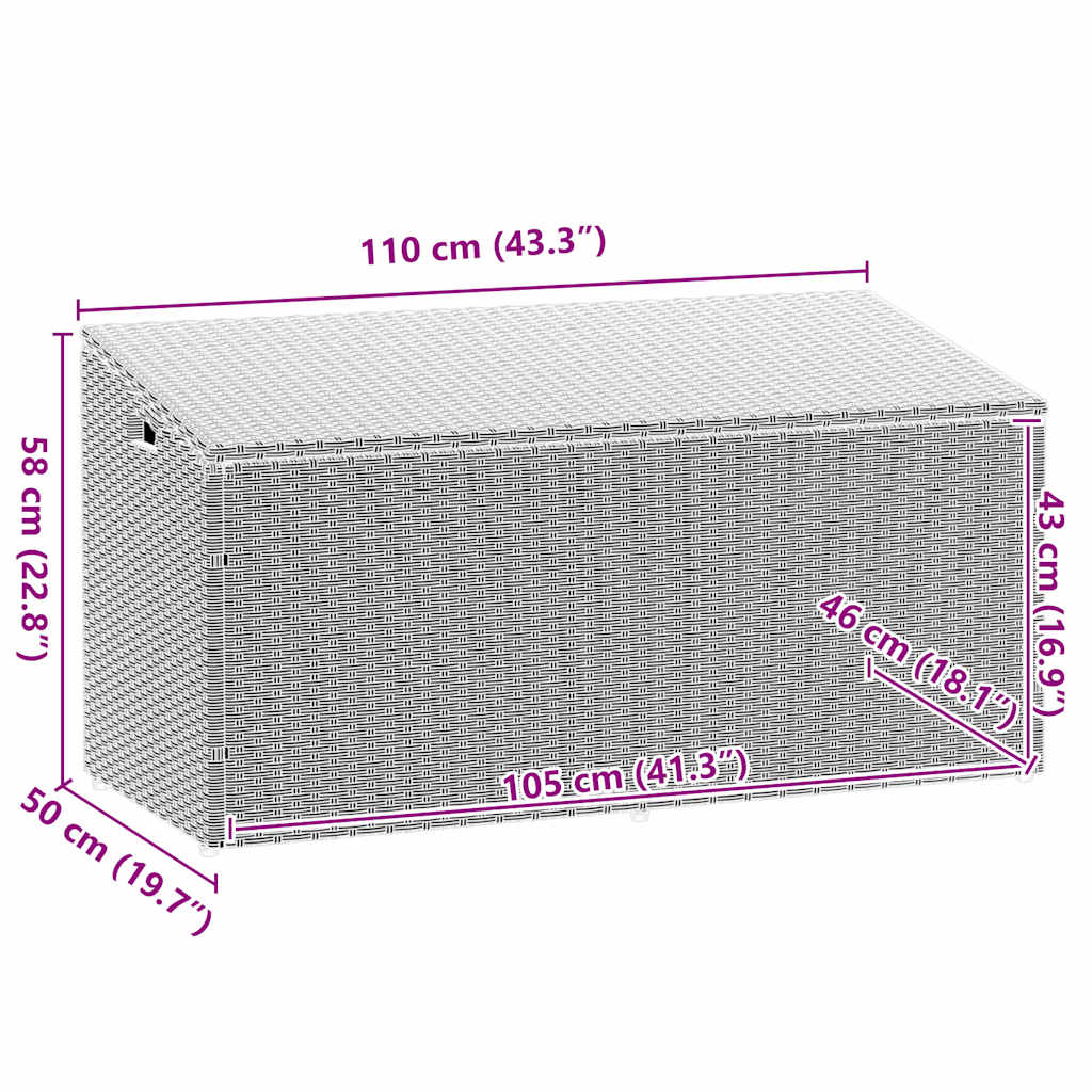 Tuinbox 110x50x58 cm poly rattan lichtgrijs is nu te koop bij PeponiXL, paradijselijk wonen!