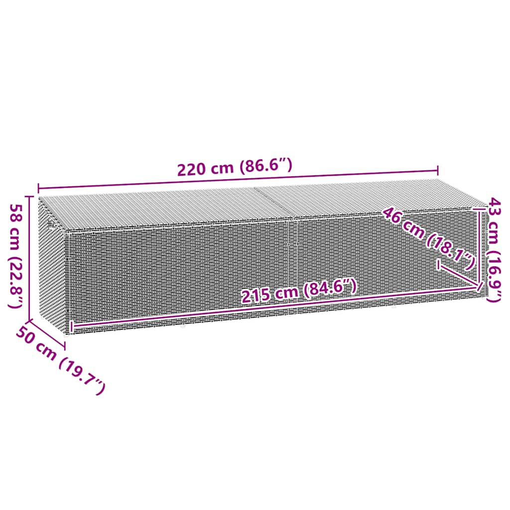 Tuinbox 220x50x58 cm poly rattan bruin is nu te koop bij PeponiXL, paradijselijk wonen!