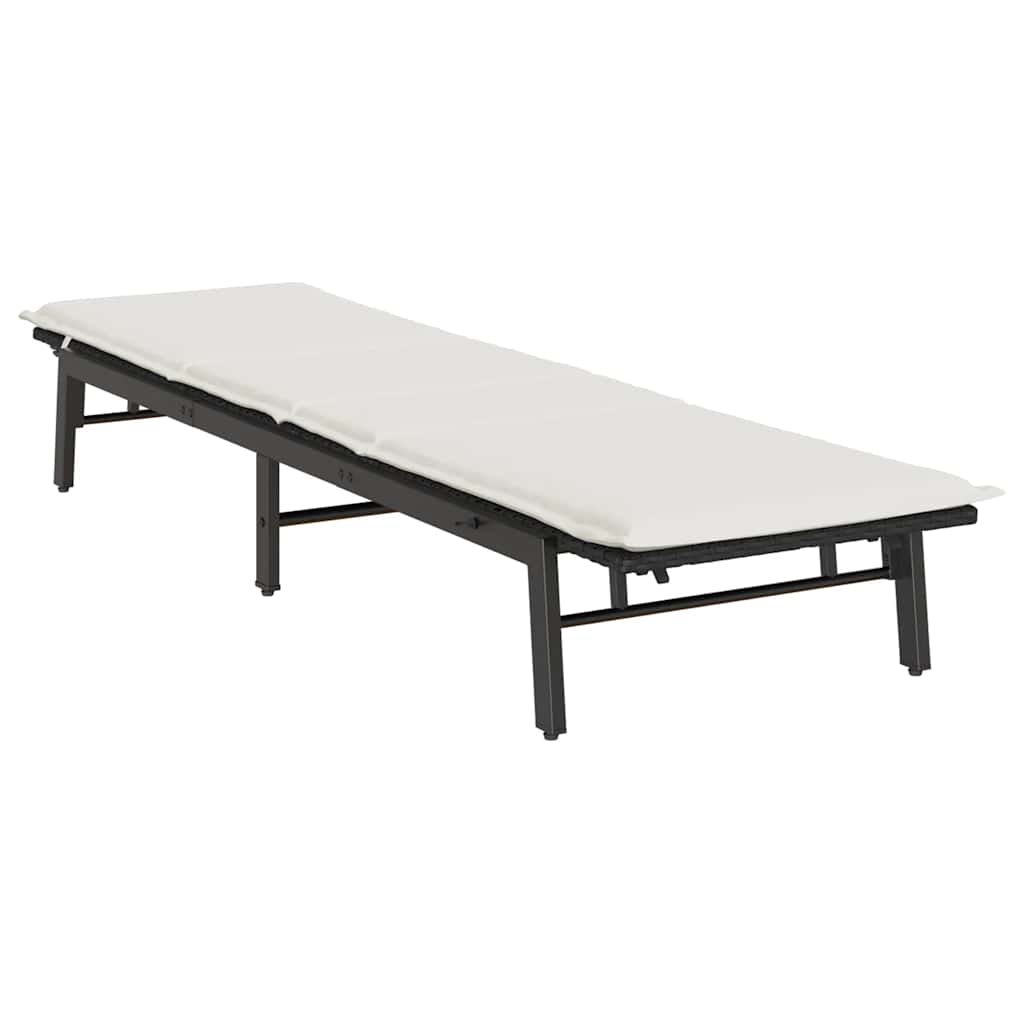 Ligstoel met kussen, zwart polyrotan is nu te koop bij PeponiXL, paradijselijk wonen!