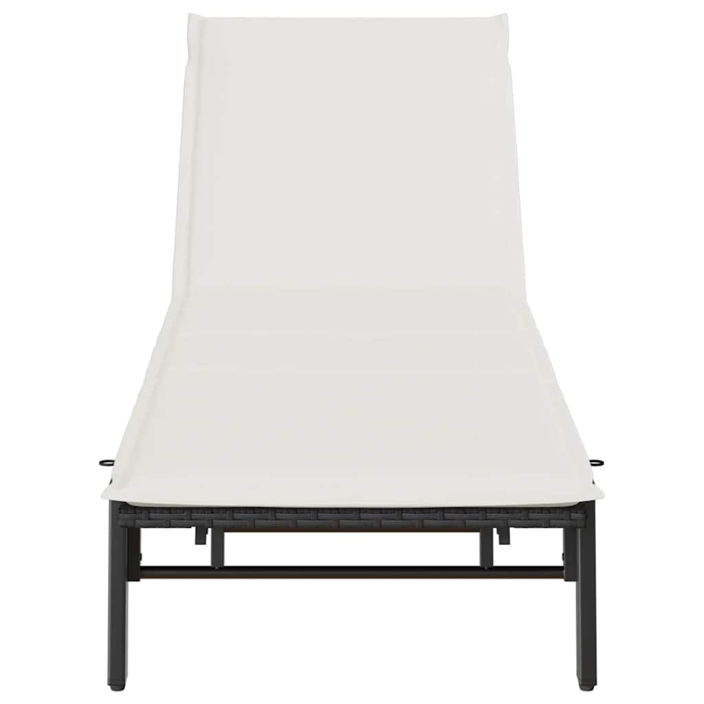 Ligstoel met kussen, zwart polyrotan is nu te koop bij PeponiXL, paradijselijk wonen!