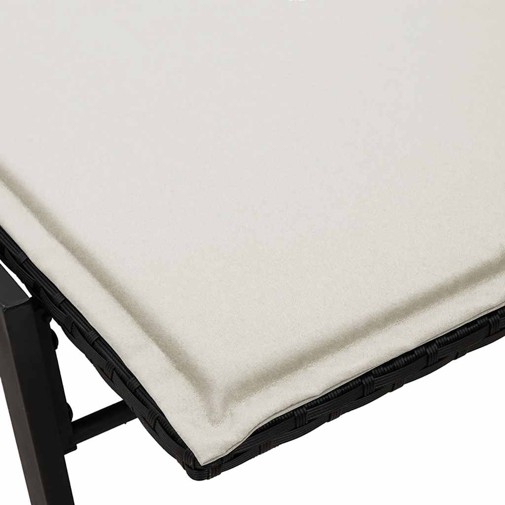 Ligstoel met kussen, zwart polyrotan is nu te koop bij PeponiXL, paradijselijk wonen!