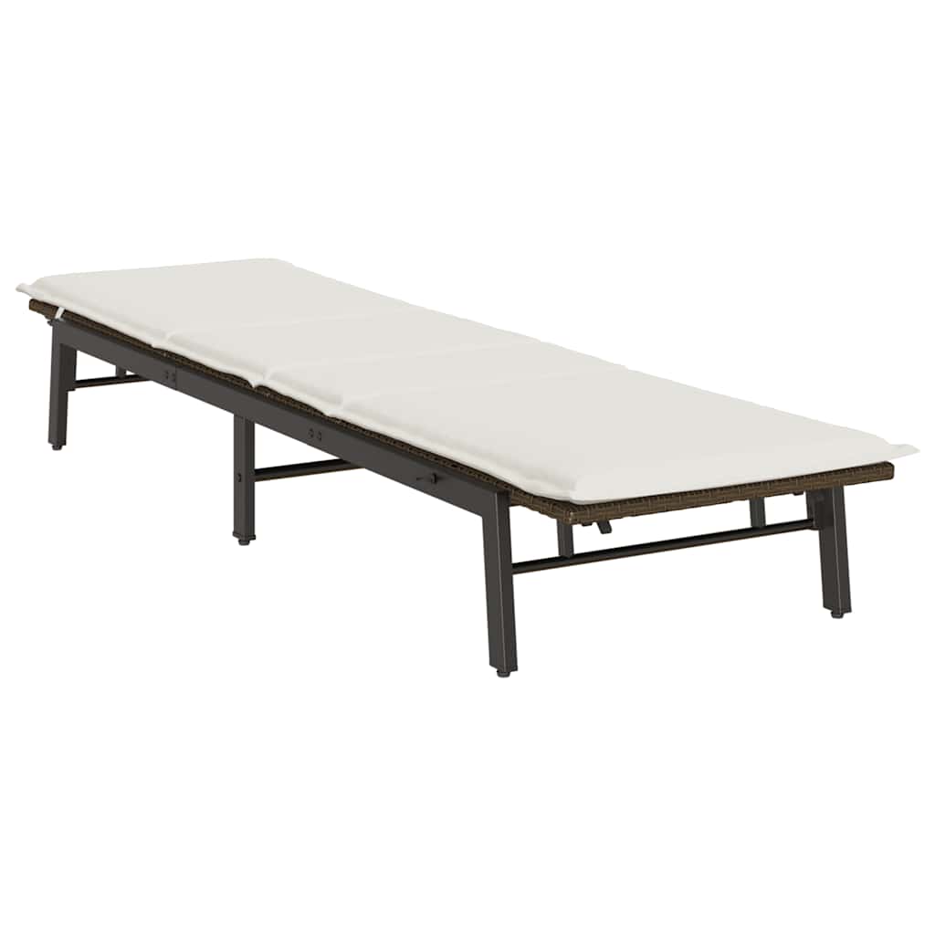 Ligstoel met kussen bruin polyrotan is nu te koop bij PeponiXL, paradijselijk wonen!