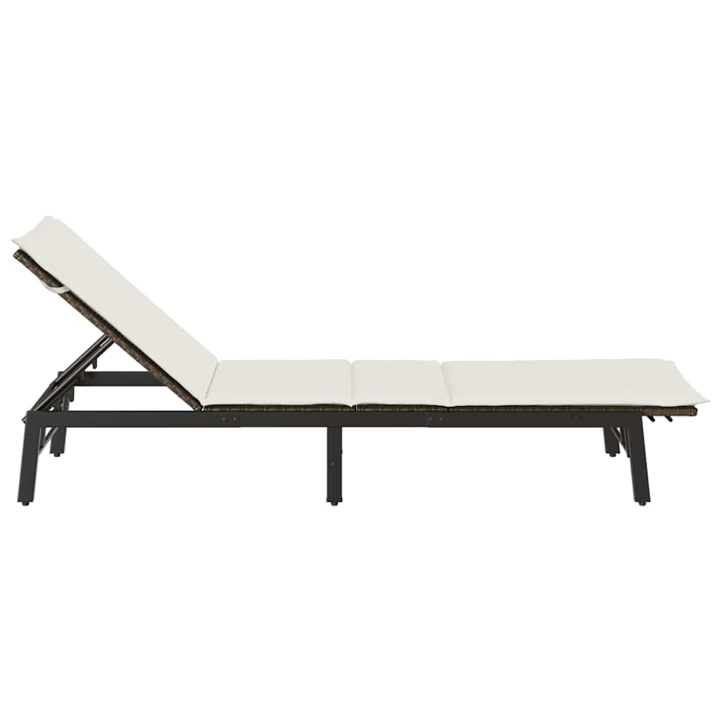 Ligstoel met kussen bruin polyrotan is nu te koop bij PeponiXL, paradijselijk wonen!