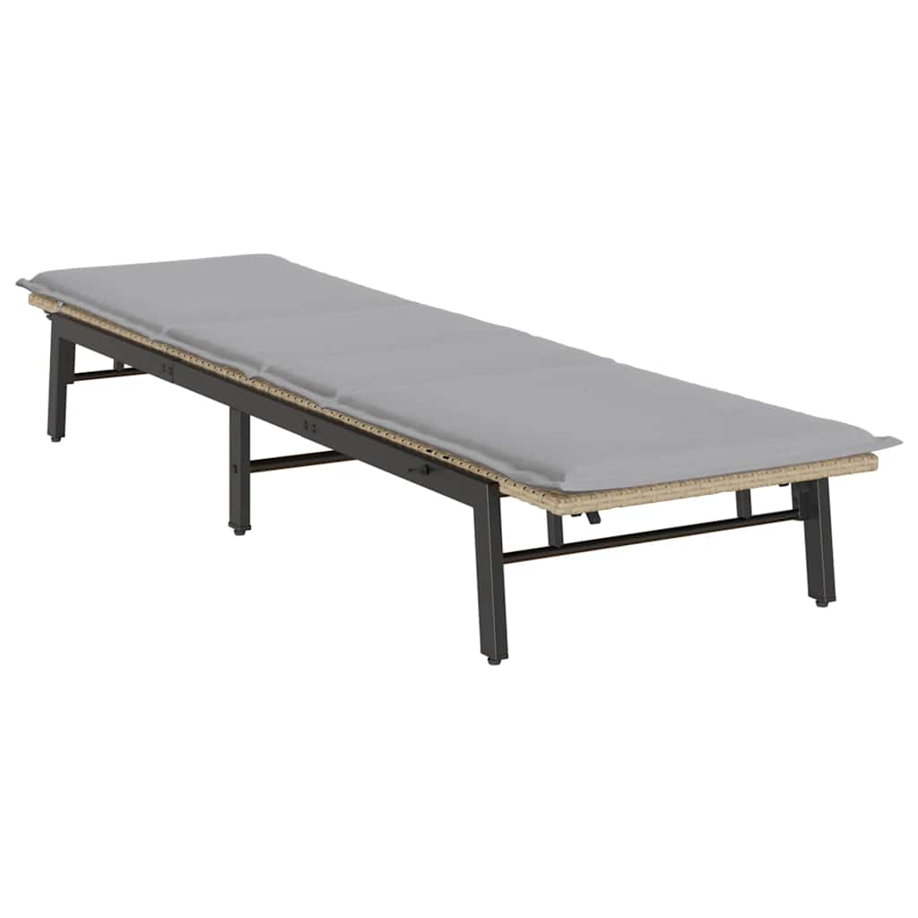 Ligstoel met kussen beige polyrotan is nu te koop bij PeponiXL, paradijselijk wonen!