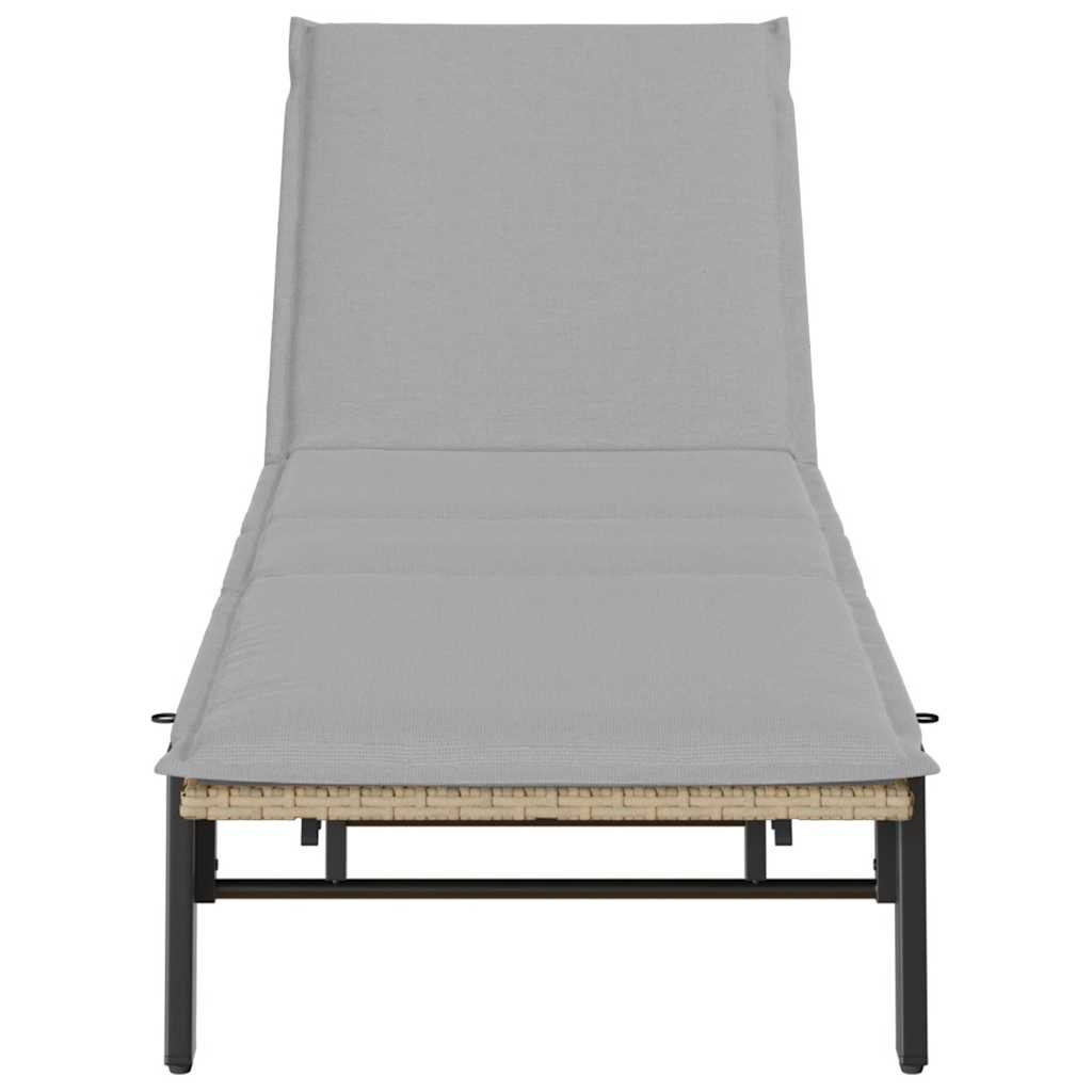 Ligstoel met kussen beige polyrotan is nu te koop bij PeponiXL, paradijselijk wonen!