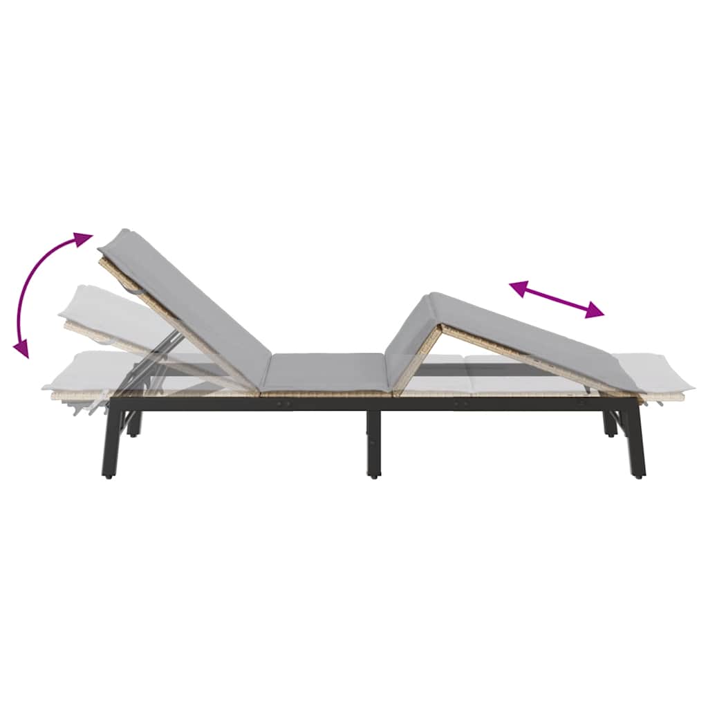 Ligstoel met kussen beige polyrotan is nu te koop bij PeponiXL, paradijselijk wonen!